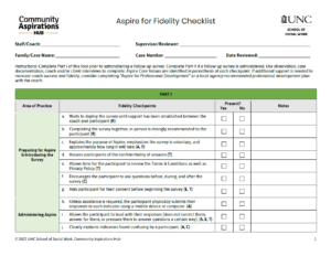 Screenshot of the Aspire for Fidelity checklist tool